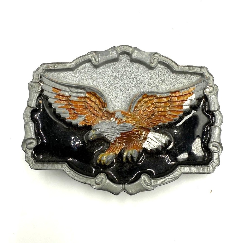 Vintage 1997 Great American Buckle Co Eagle Belt‎ Buckle Pewter Tone 3D USA Made